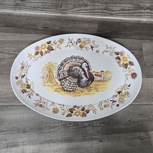 Apollo ware vintage  turkey thanksgiving serving platter 21 inches by 15 inches